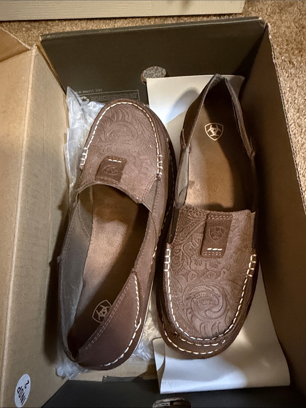 Ariat Women's Brown Paisley-Embossed Slip-On Loafers